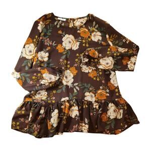 🌼 Maurice's‎ Floral Ruffle Hem Blouse – Size Large